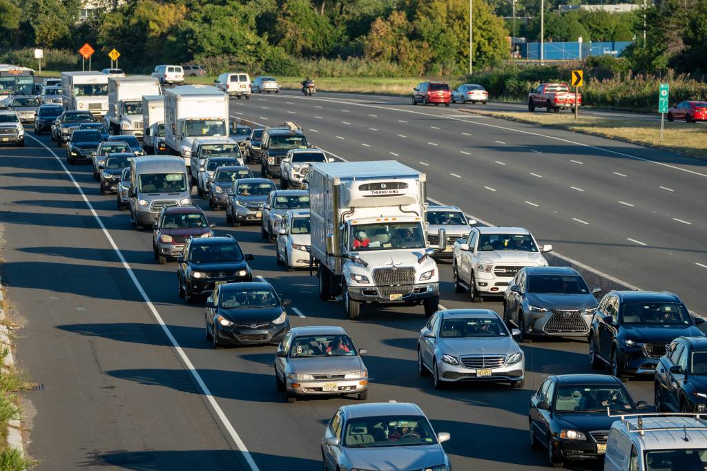 Bumper-to-bumper traffic on NJ-3 eastbound due to a vehicle accident